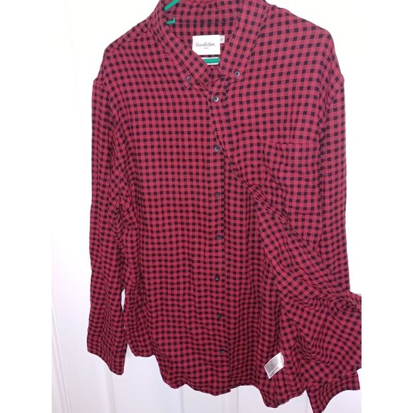 Goodfellow & Co Men's Flannel Shirt Size 2XL Soft Cotton Buffalo Red Button Up - Picture 1 of 9